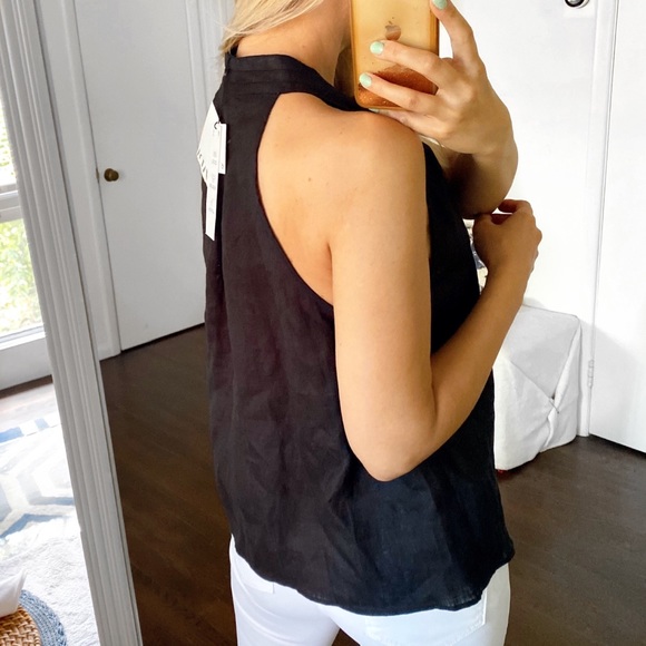 🖤 ZARA BLACK LINEN BOW LOOSE FIT TOP! - Picture 3 of 10